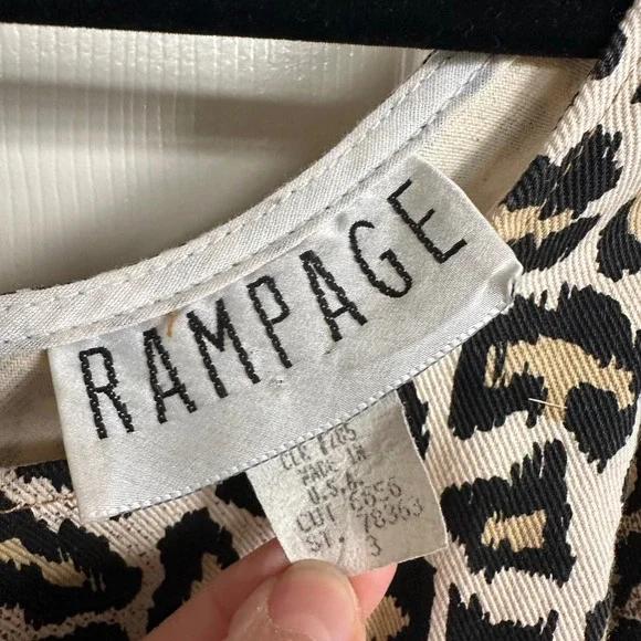 Vintage 90s Rampage Leopard Print Denim Mini Dress - Made in USA - Size S - Picture 9 of 11